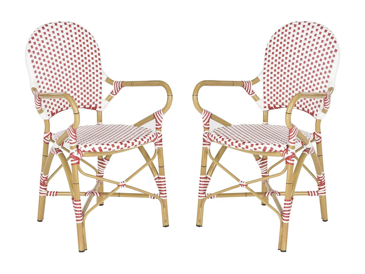 Lot de 2 Chaise de salle à manger d'extérieur Rouge, blanc & marron clair 55 X 53 X 88 cm - Marylou