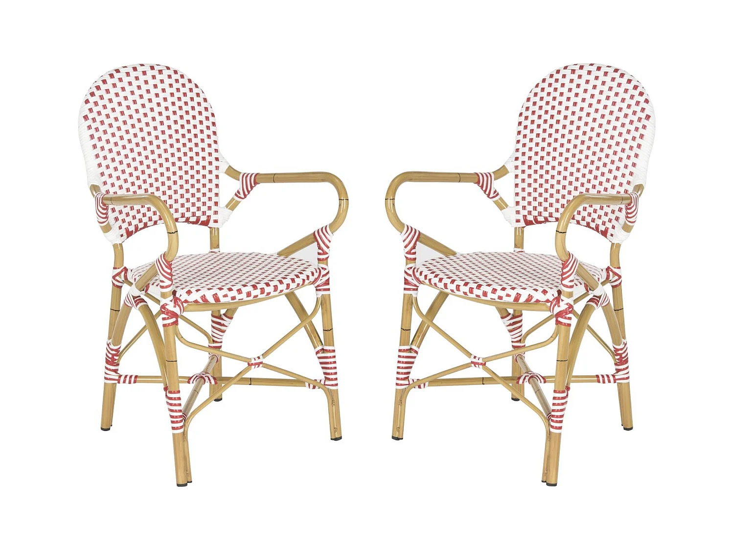 Lot de 2 Chaise de salle à manger d'extérieur Rouge, blanc & marron clair 55 X 53 X 88 cm - Marylou