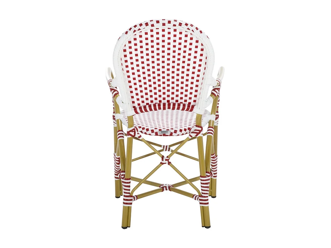 Lot de 2 Chaise de salle à manger d'extérieur Rouge, blanc & marron clair 55 X 53 X 88 cm - Marylou
