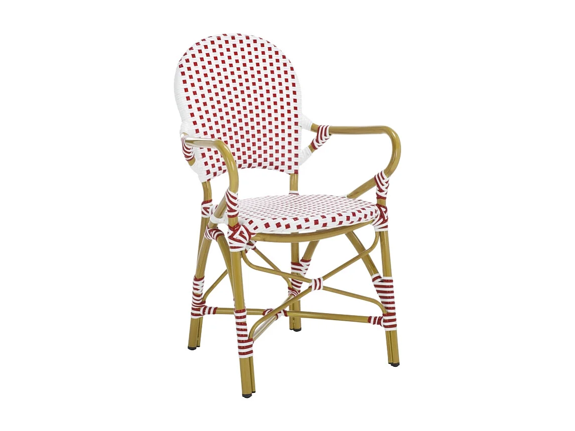 Lot de 2 Chaise de salle à manger d'extérieur Rouge, blanc & marron clair 55 X 53 X 88 cm - Marylou
