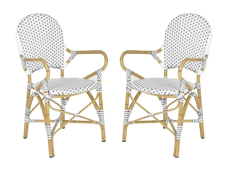 Lot de 2 Chaise de salle à manger d'extérieur Gris & blanc & marron clair 55 X 53 X 88 cm - Marylou