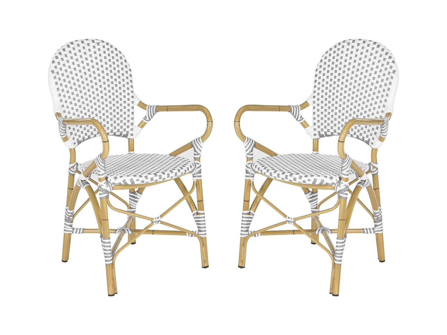 Lot de 2 Chaise de salle à manger d'extérieur Gris & blanc & marron clair 55 X 53 X 88 cm - Marylou