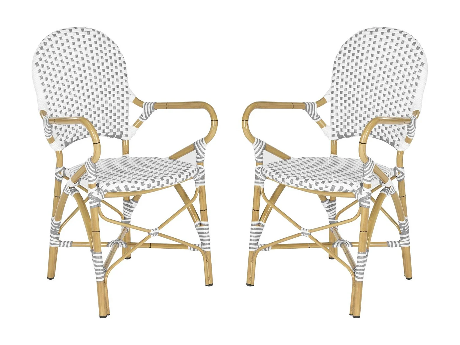 Lot de 2 Chaise de salle à manger d'extérieur Gris & blanc & marron clair 55 X 53 X 88 cm - Marylou