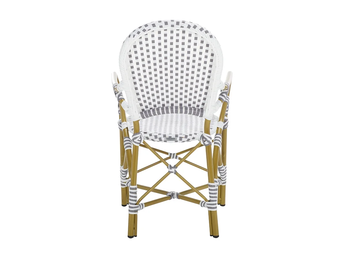 Lot de 2 Chaise de salle à manger d'extérieur Gris & blanc & marron clair 55 X 53 X 88 cm - Marylou