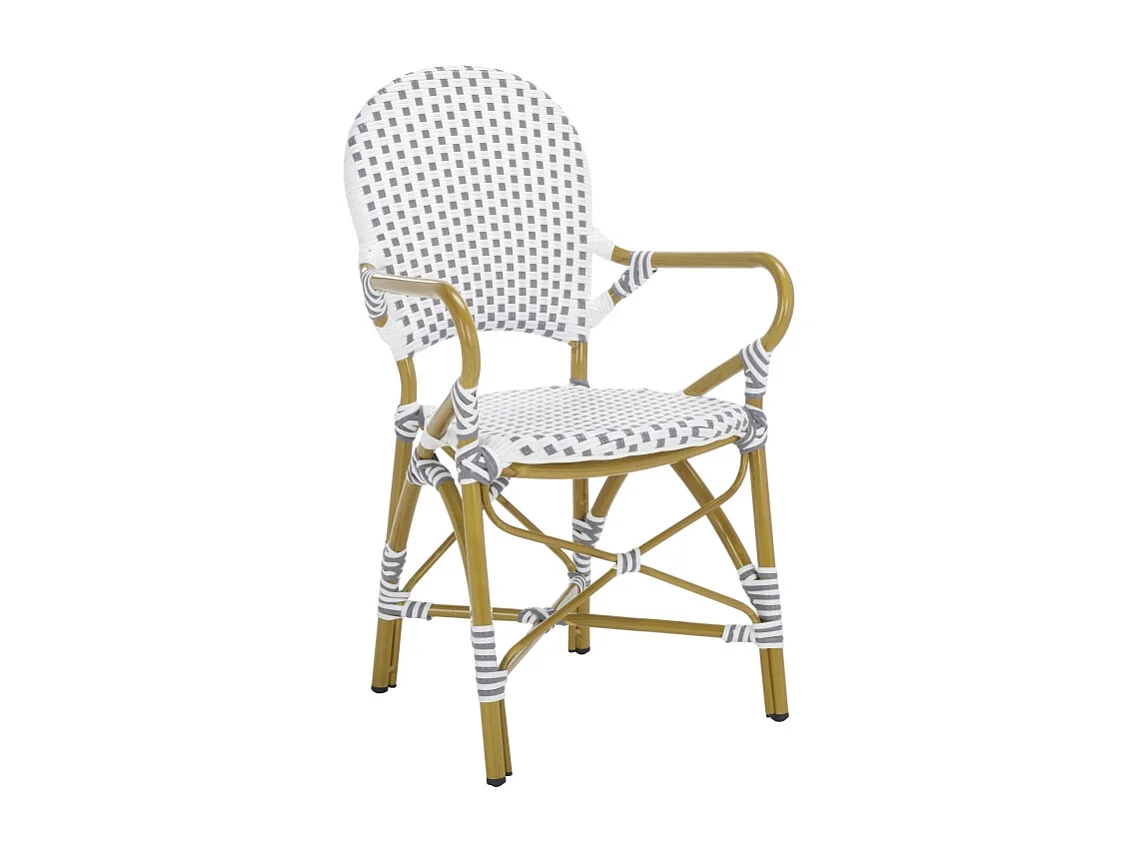 Lot de 2 Chaise de salle à manger d'extérieur Gris & blanc & marron clair 55 X 53 X 88 cm - Marylou