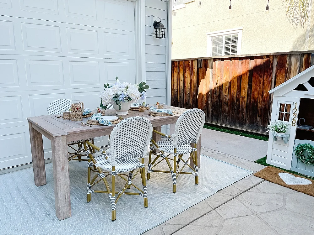 Lot de 2 Chaise de salle à manger d'extérieur Gris & blanc & marron clair 55 X 53 X 88 cm - Marylou