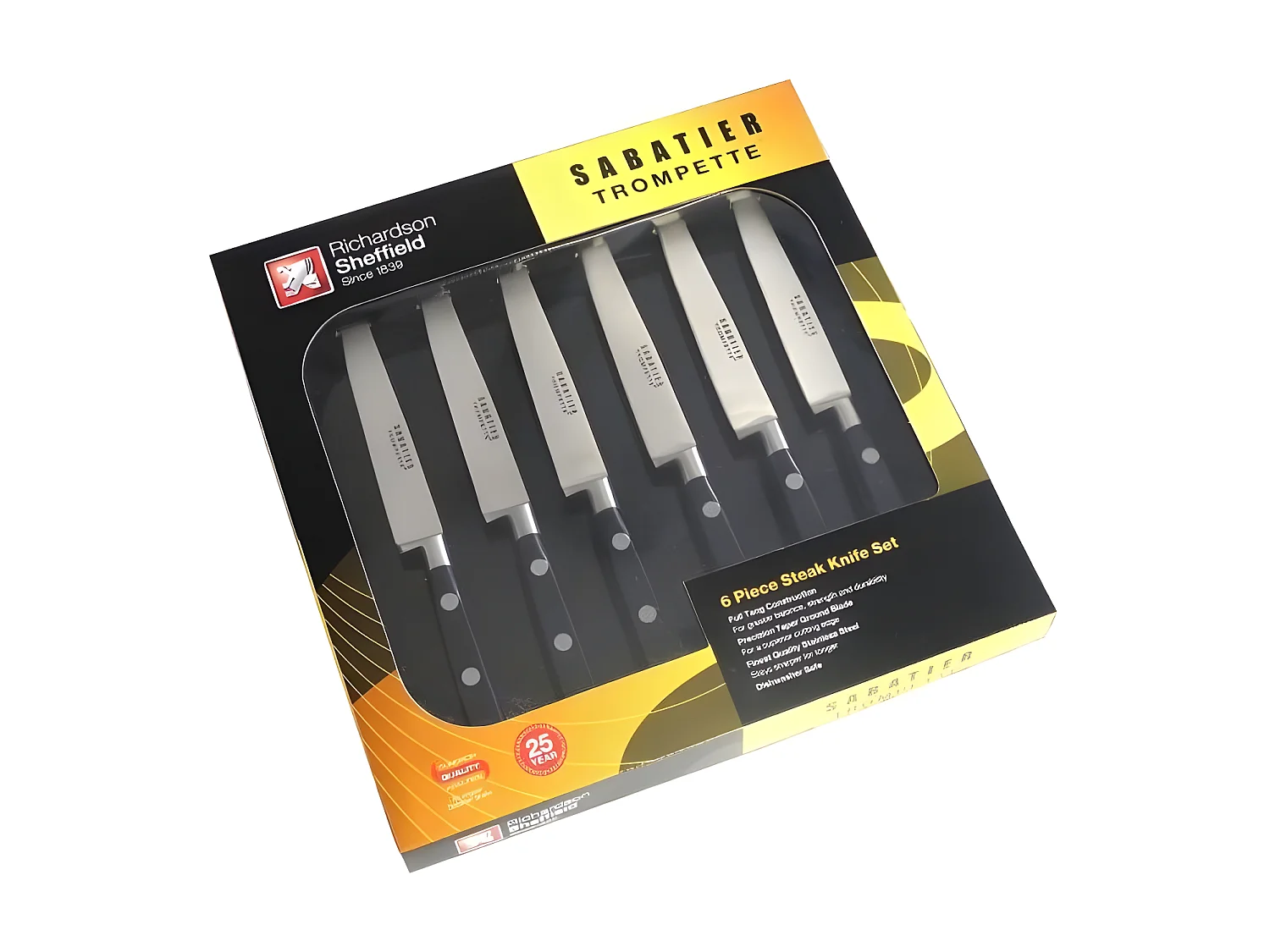 Richardson Sheffield Coffret 6 couteaux steak lame lisse noir - 658502-1