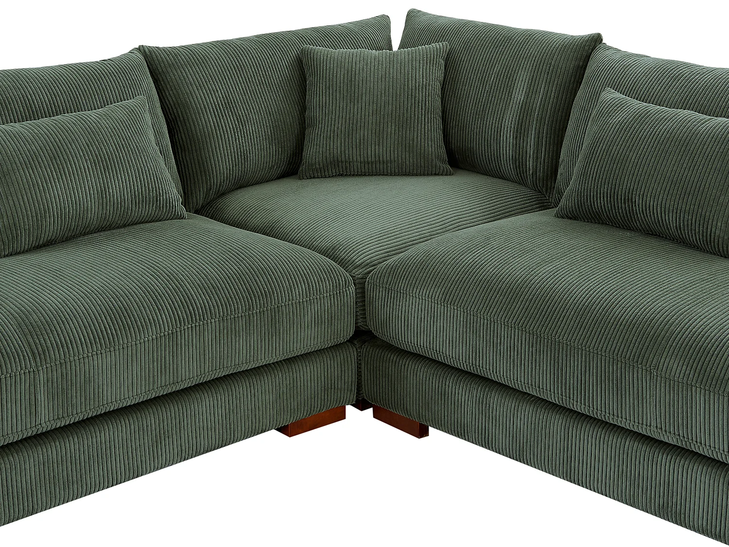 Grand canapé d'angle panoramique en velours côtelé vert SPERONE de Pascal Morabito