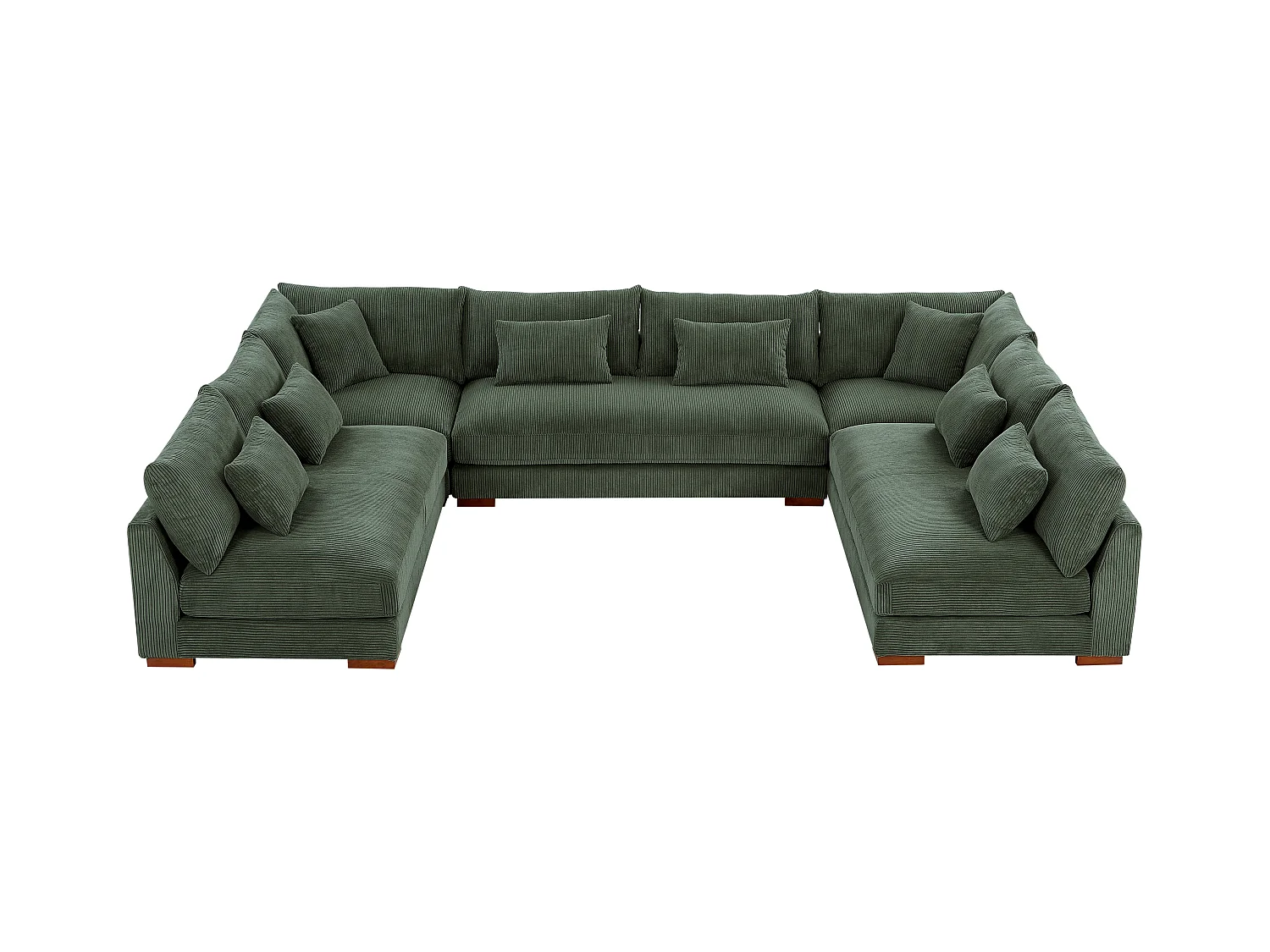 Sofá de canto grande panorâmico em veludo canelado verde - SPERONE de Pascal Morabito