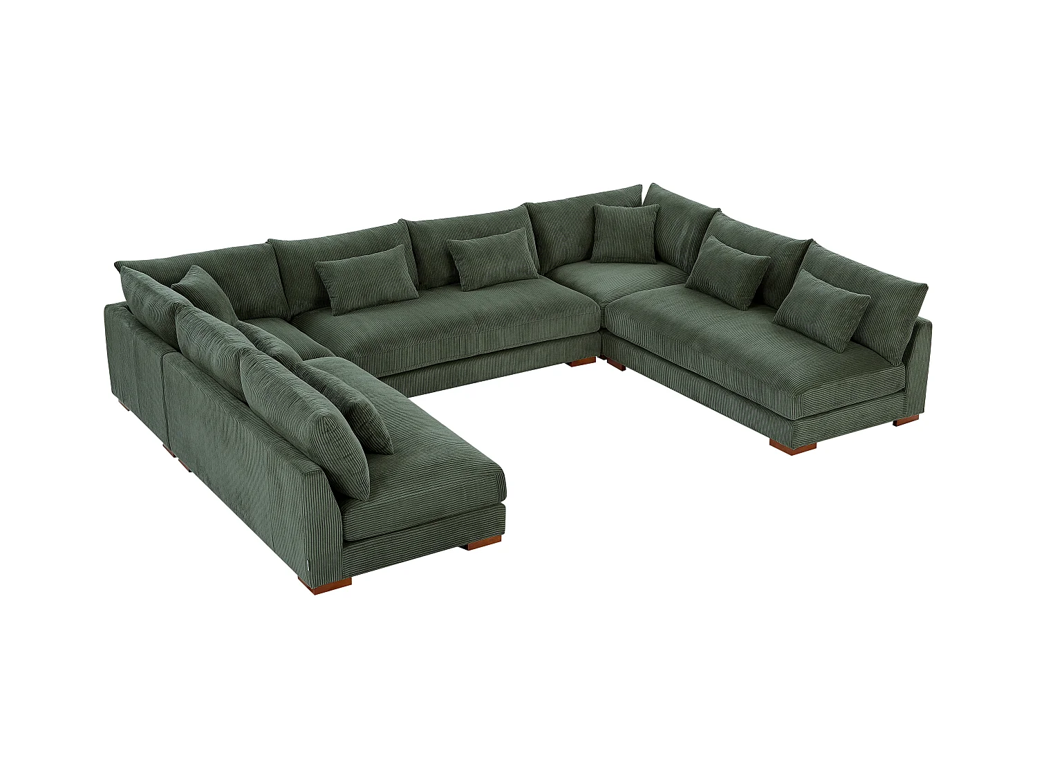 Sofá de canto grande panorâmico em veludo canelado verde - SPERONE de Pascal Morabito