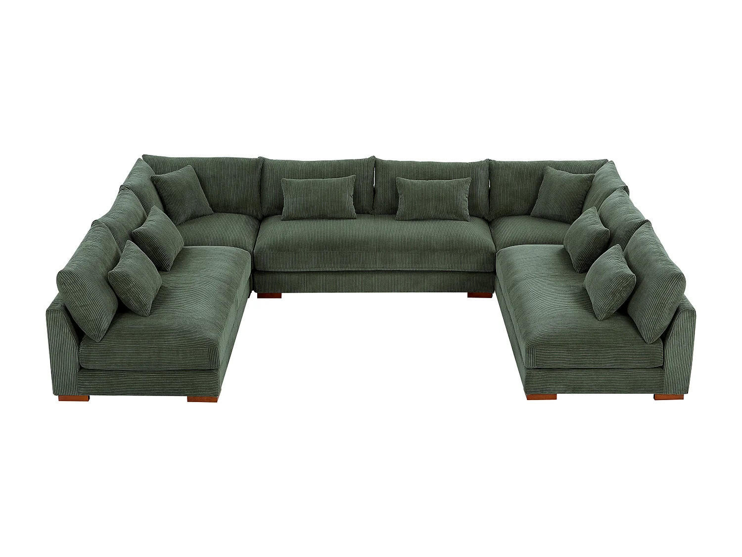 Grand canapé d'angle panoramique en velours côtelé vert SPERONE de Pascal Morabito