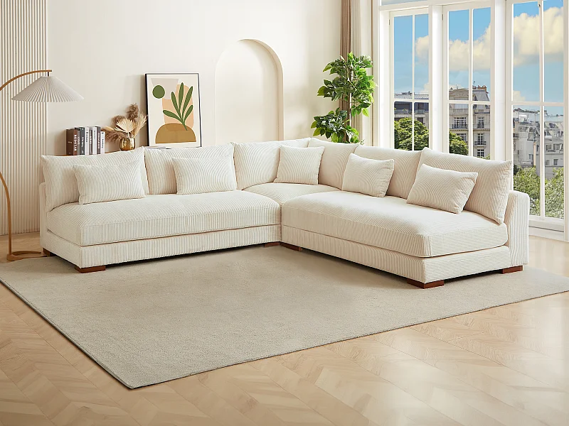Ecksofa - Ecke wechselbar - Cord - Beige - SPERONE von Pascal Morabito