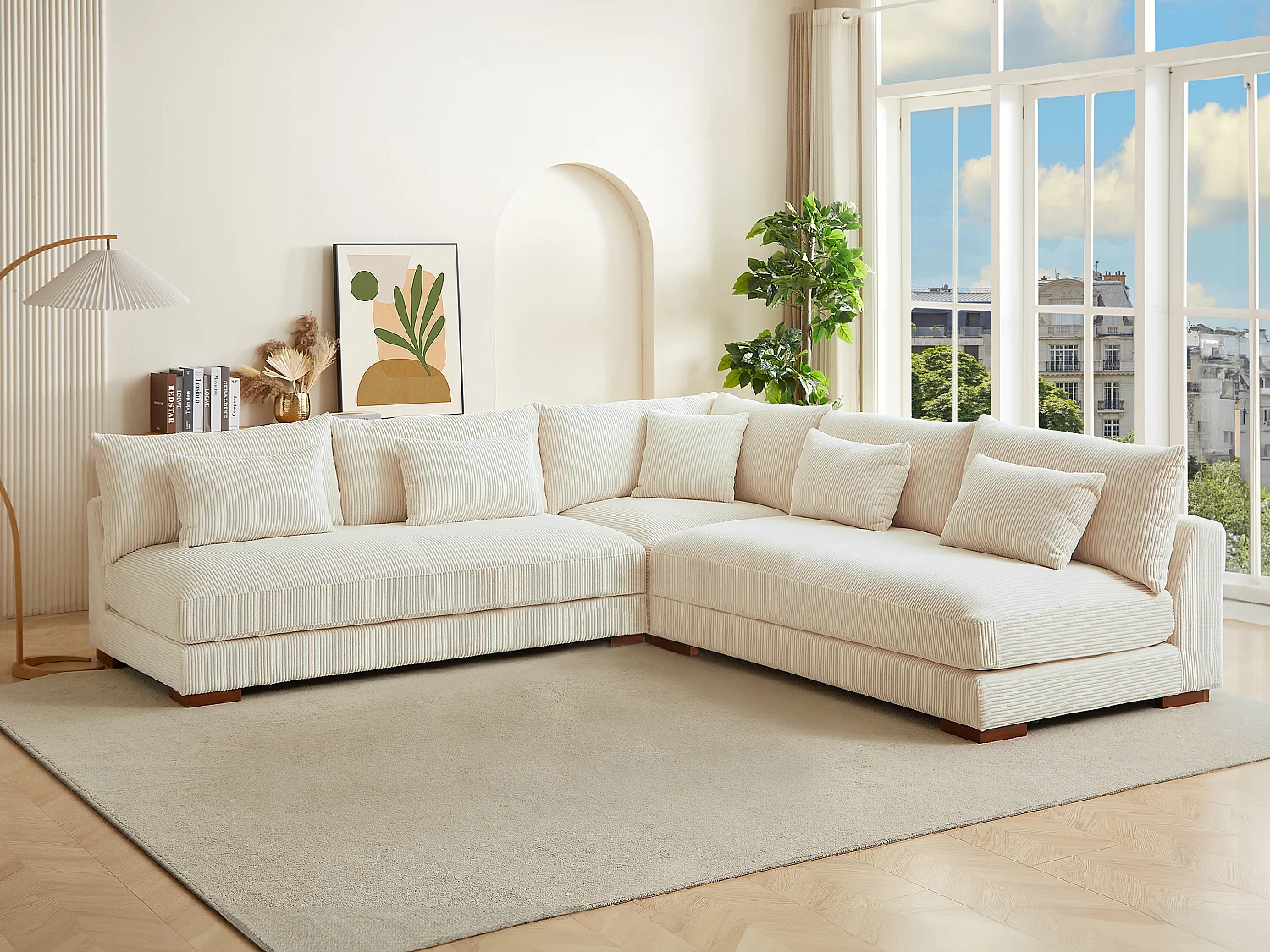 Ecksofa - Ecke wechselbar - Cord - Beige - SPERONE von Pascal Morabito