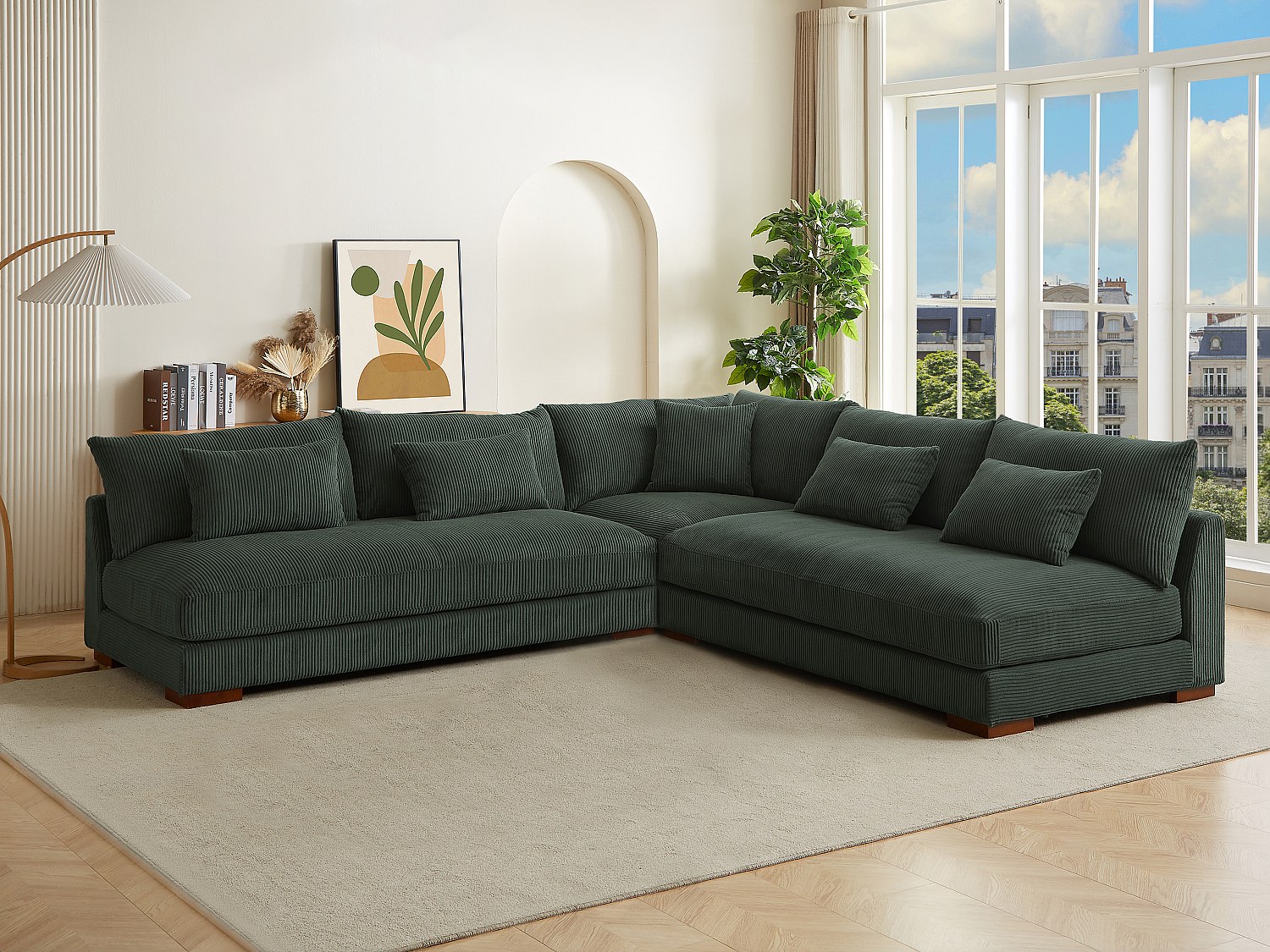 Vente-unique Ecksofa - Ecke Wechselbar - Cord - Grün - Sperone Von Pascal Morabito