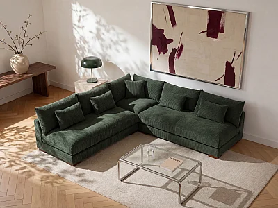 Ecksofa - Ecke wechselbar - Cord - Grün - SPERONE von Pascal Morabito