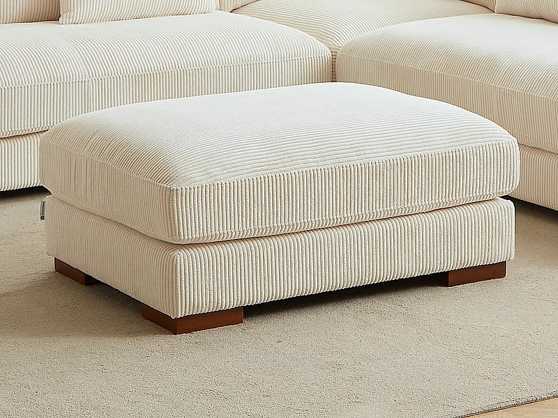 Pouf en velours côtelé beige SPERONE de Pascal Morabito