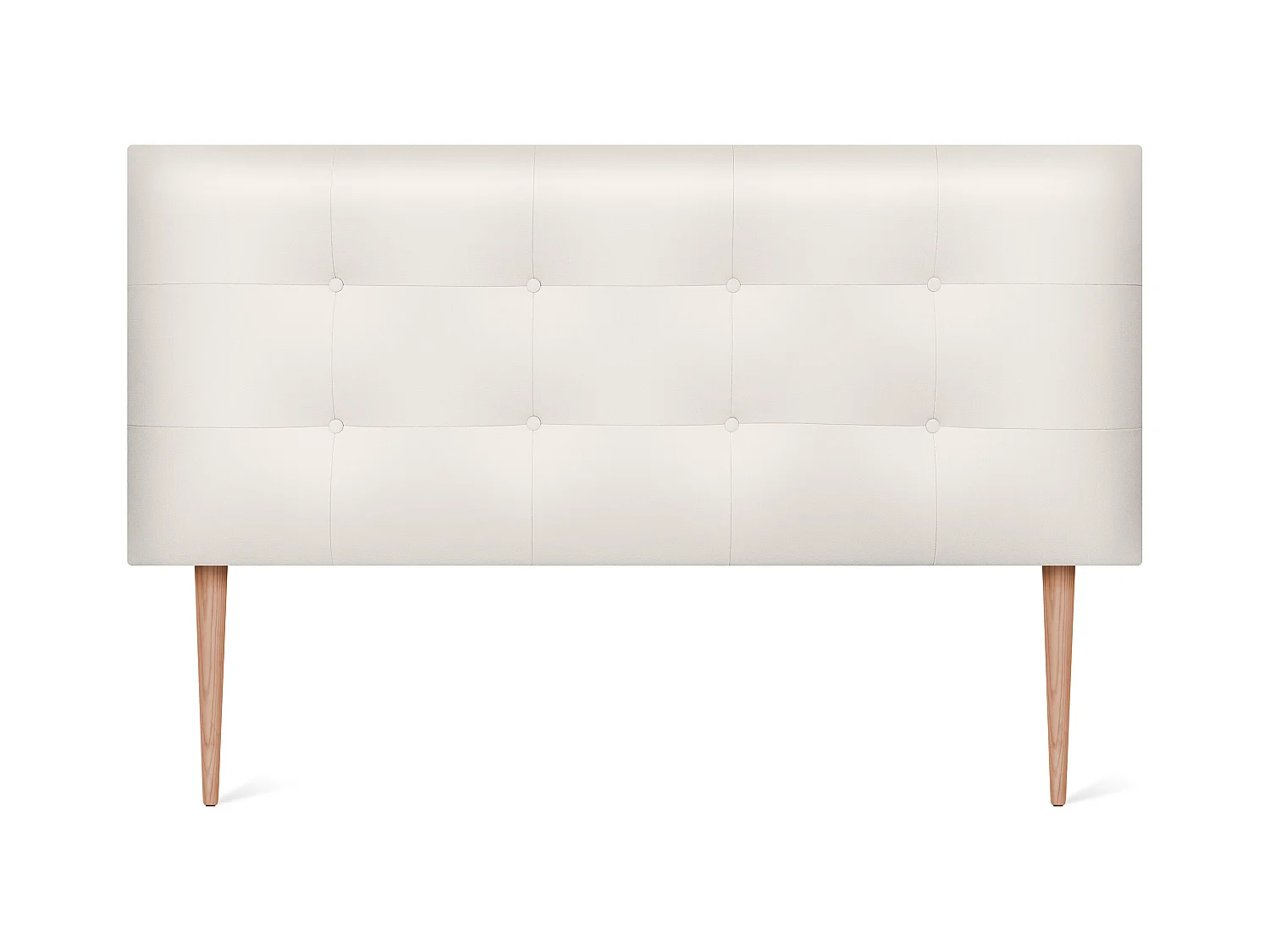 DHOME getuftetes Kunstleder-Kopfteil 145 x 115 cm mit Bettbeinen 135/140 – Knochenweiß