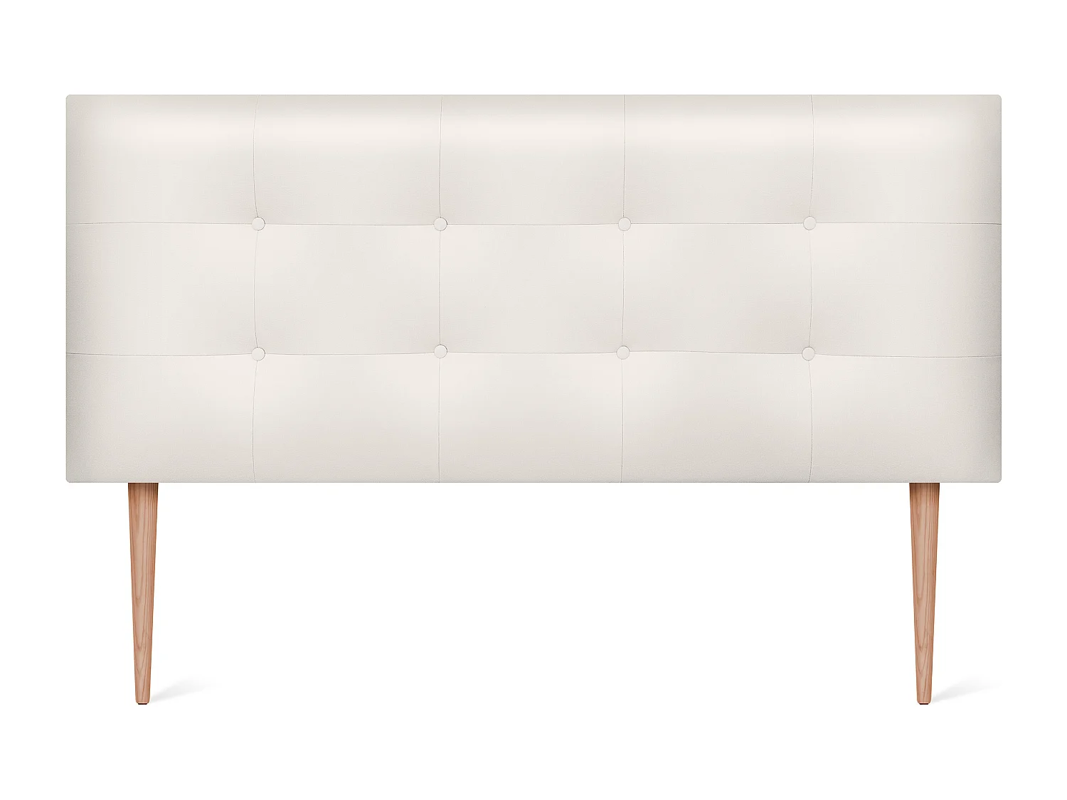 DHOME Cabecero de Polipiel Capitoné 145x115cm con Patas Camas 135/140 - Blanco Hueso