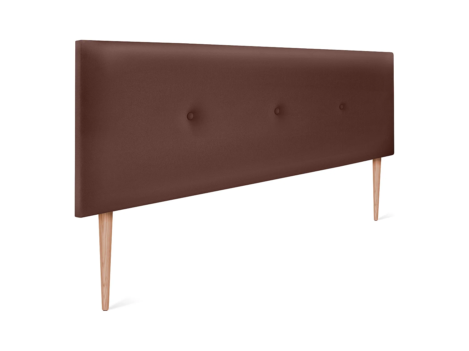 DHOME Tête de lit simili cuir lisse avec Boutons 145x105cm avec pieds Lits 135/140 - Chocolat