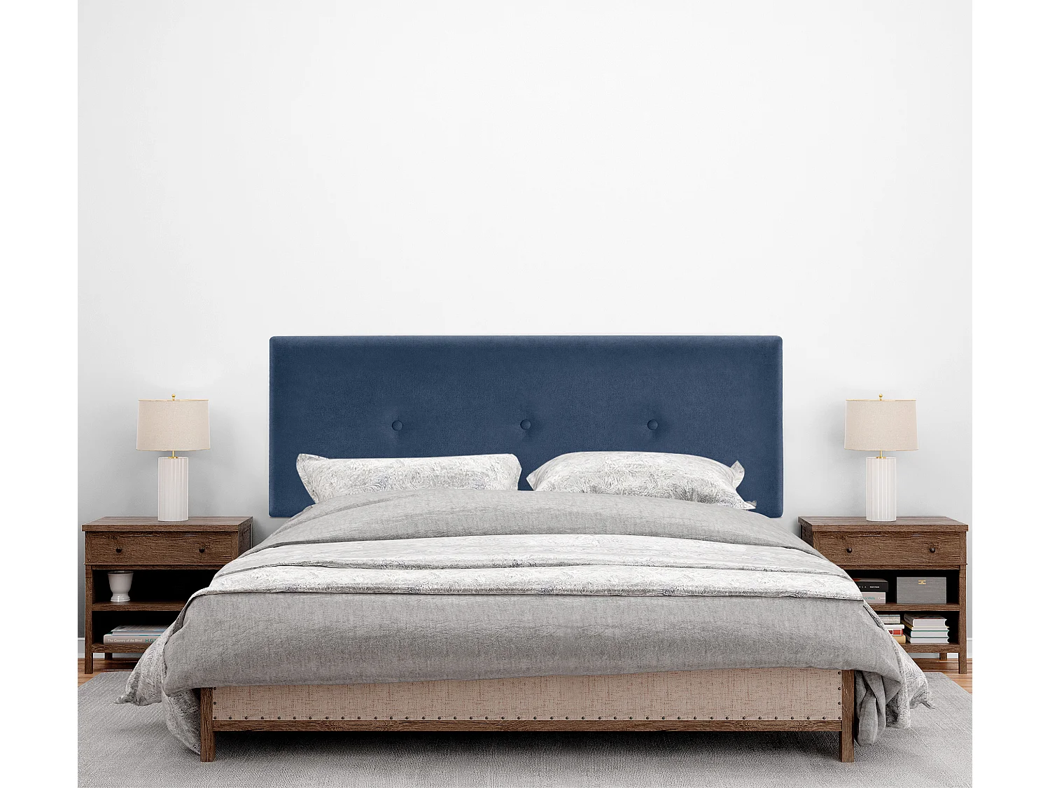 DHOME Hoofdeinde gladde aqualine stof met knopen 160x50cm bedden 150/160 - Blauw