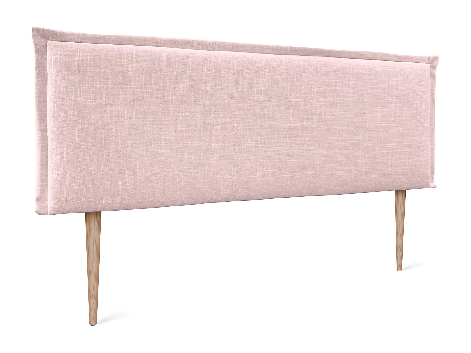 DHOME Tête de lit en lin naturel uni avec passepoils 150x105cm avec Pieds Lits 150/160 - Rose Pâle
