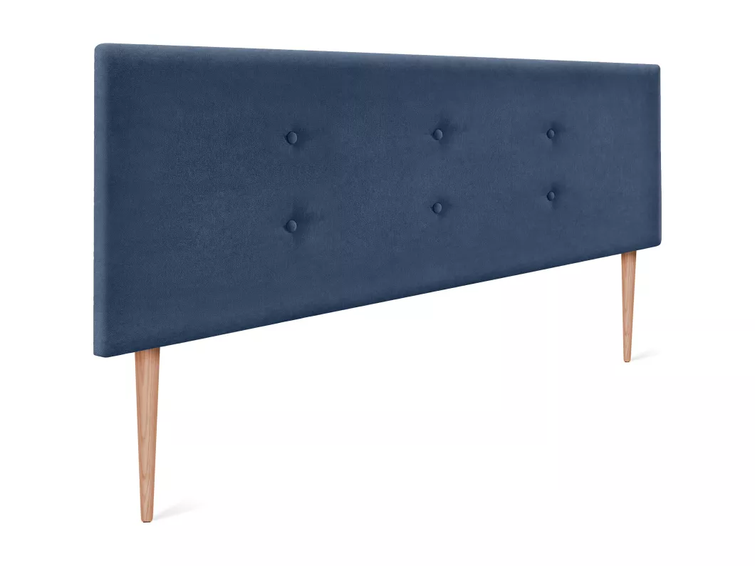 Kauf Unique DHOME Aqualine Stoff-Kopfteil mit 2 Reihen von Knöpfen 150x105cm Mit Beinen Betten 150 - Blau