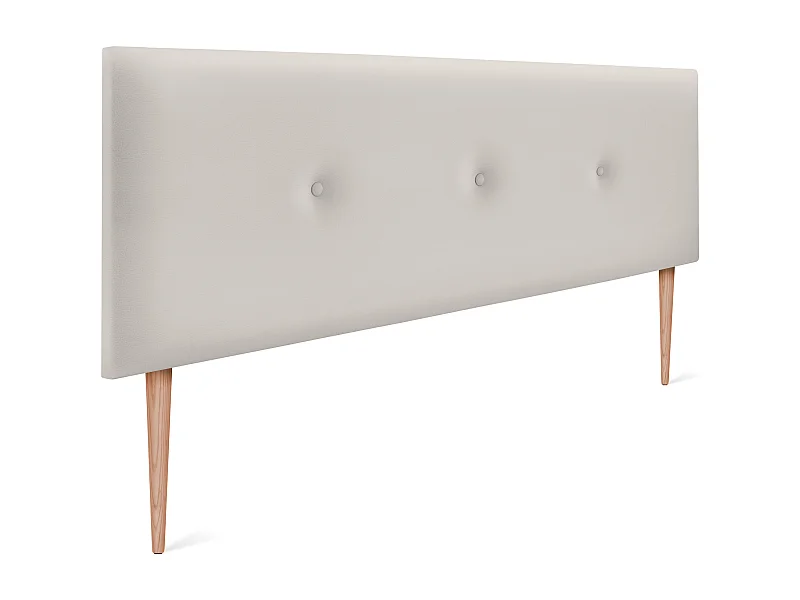 DHOME Kopfteil aus glattem Kunstleder mit Knöpfen 145x105cm Mit Beinen Betten 135/140 - Weiß Knochen