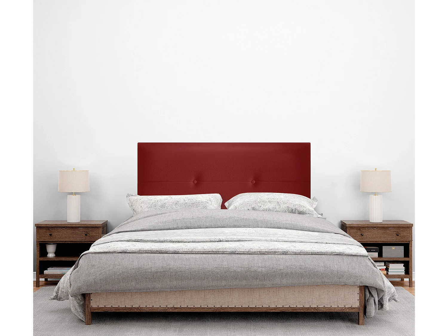 DHOME Cabeceira de  Couro sintético com Botões 90x50cm Camas 80/90 - Vermelho