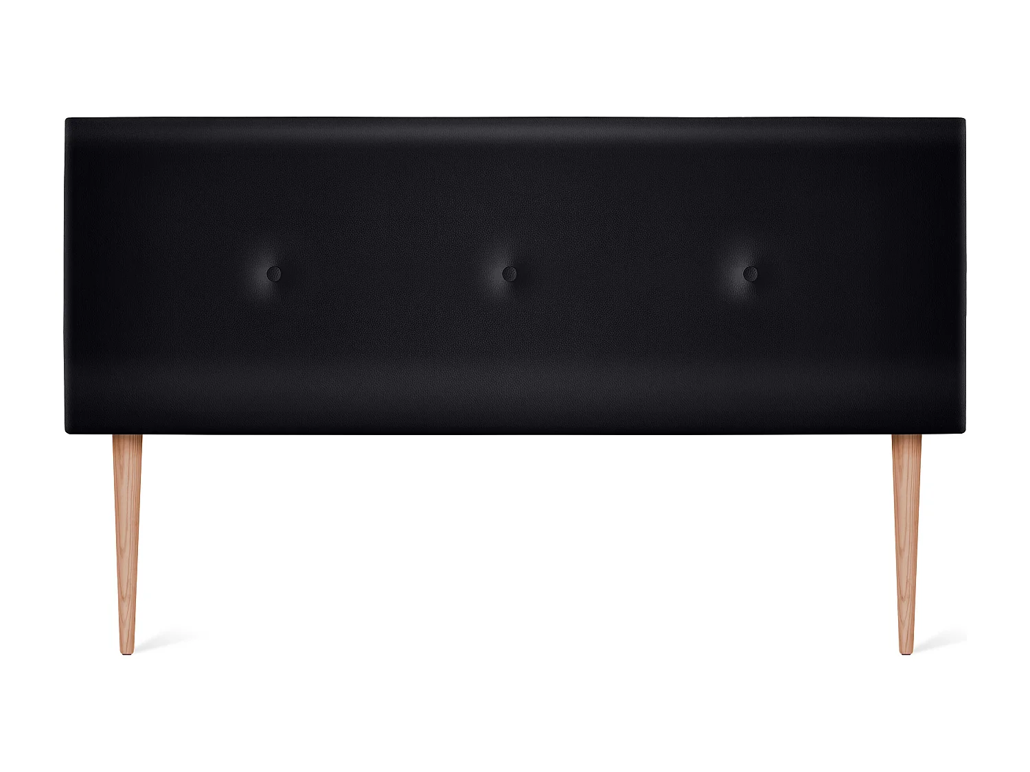 DHOME Cabeceira de  Couro sintético Liso com Botões 135x105cm com Pernas Camas 120/135 - Preto