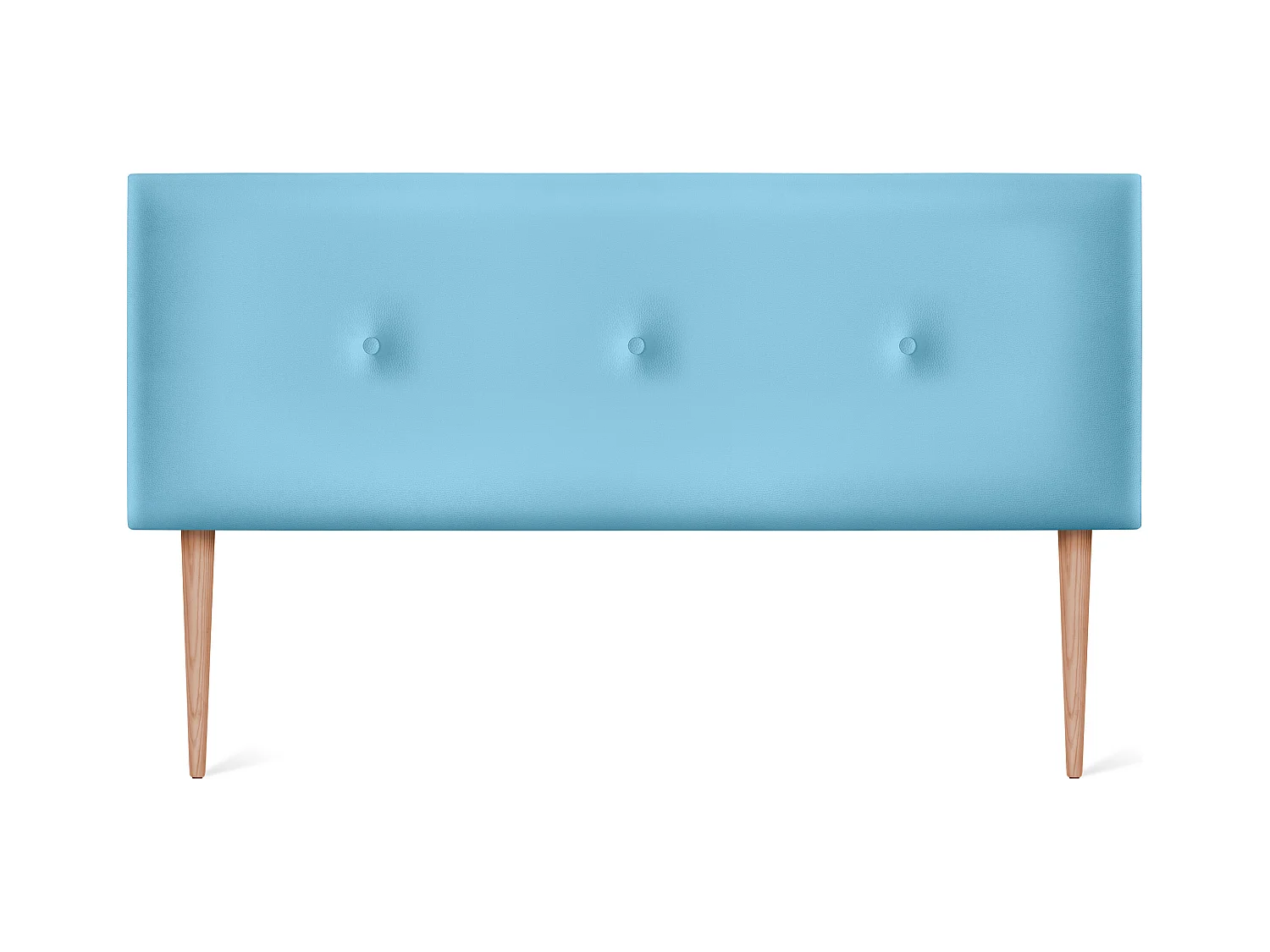 DHOME Tête de lit simili cuir lisse avec Boutons 145x105cm avec pieds Lits 135/140 - Bleu Ciel