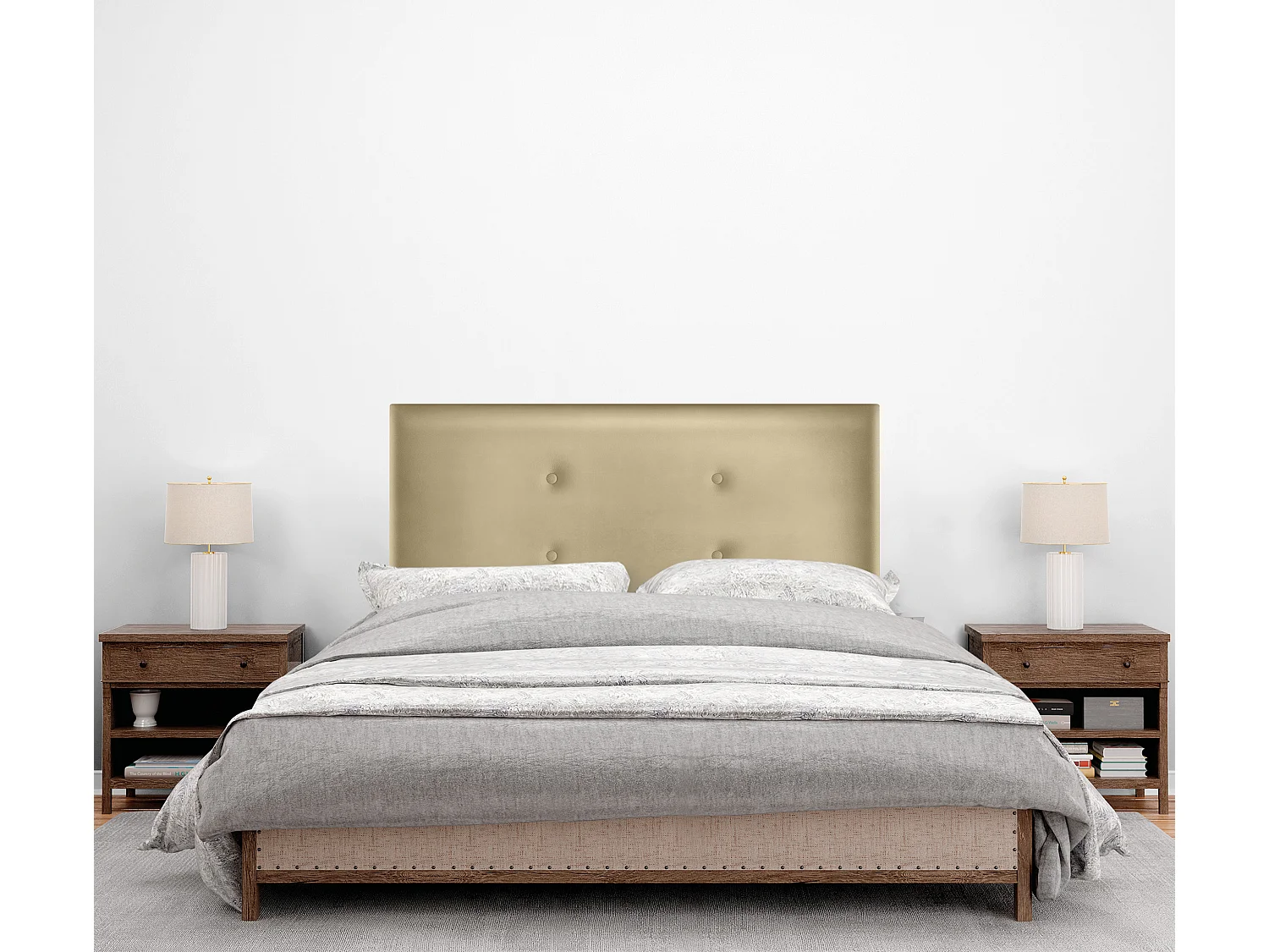 DHOME Testiera in de Similpelle con 2 file di Bottoni 110x50cm Letti 105 - Champagne