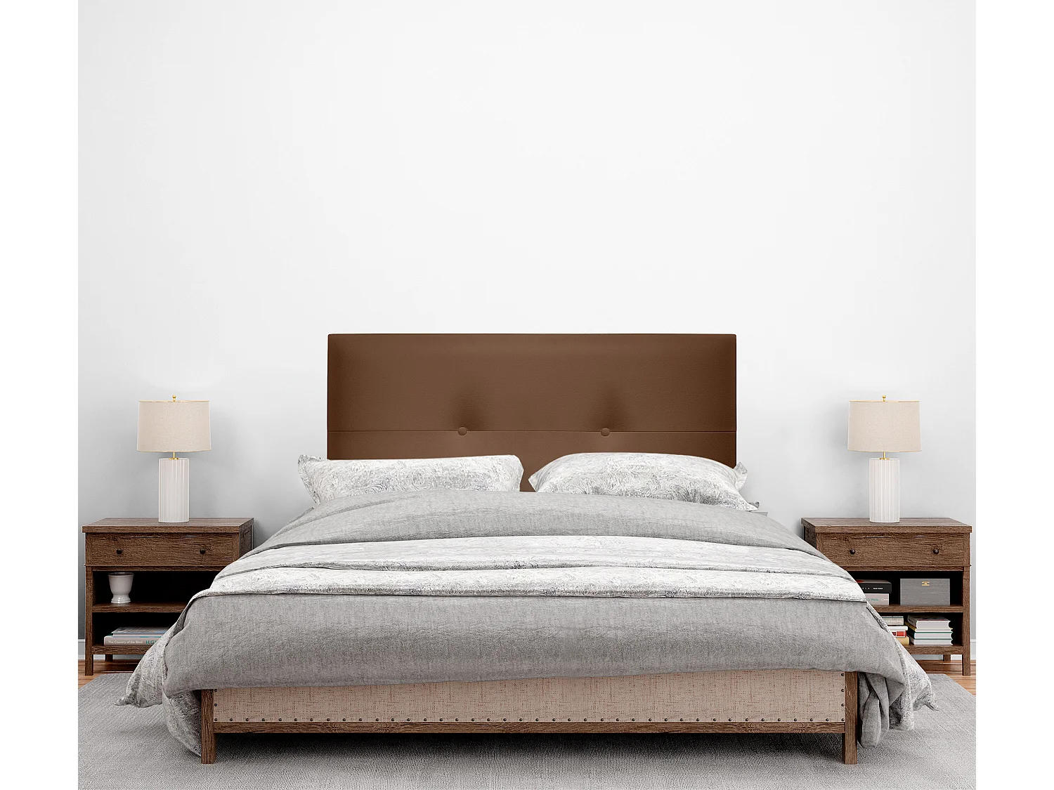 DHOME Testiera in de Similpelle con bottoni 90x105cm Con le gambe Letti 80/90 - Argilla