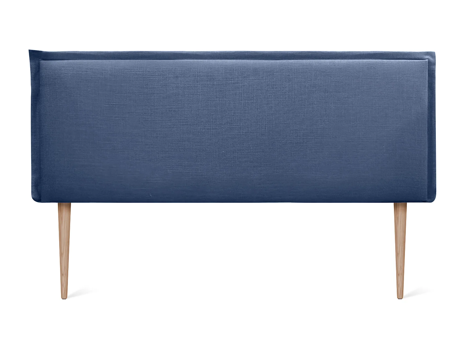 DHOME Hoofdeinde van effen natuurlijk linnen met bies 150x105cm met bedpoten Bedden 150/160 - Marineblauw