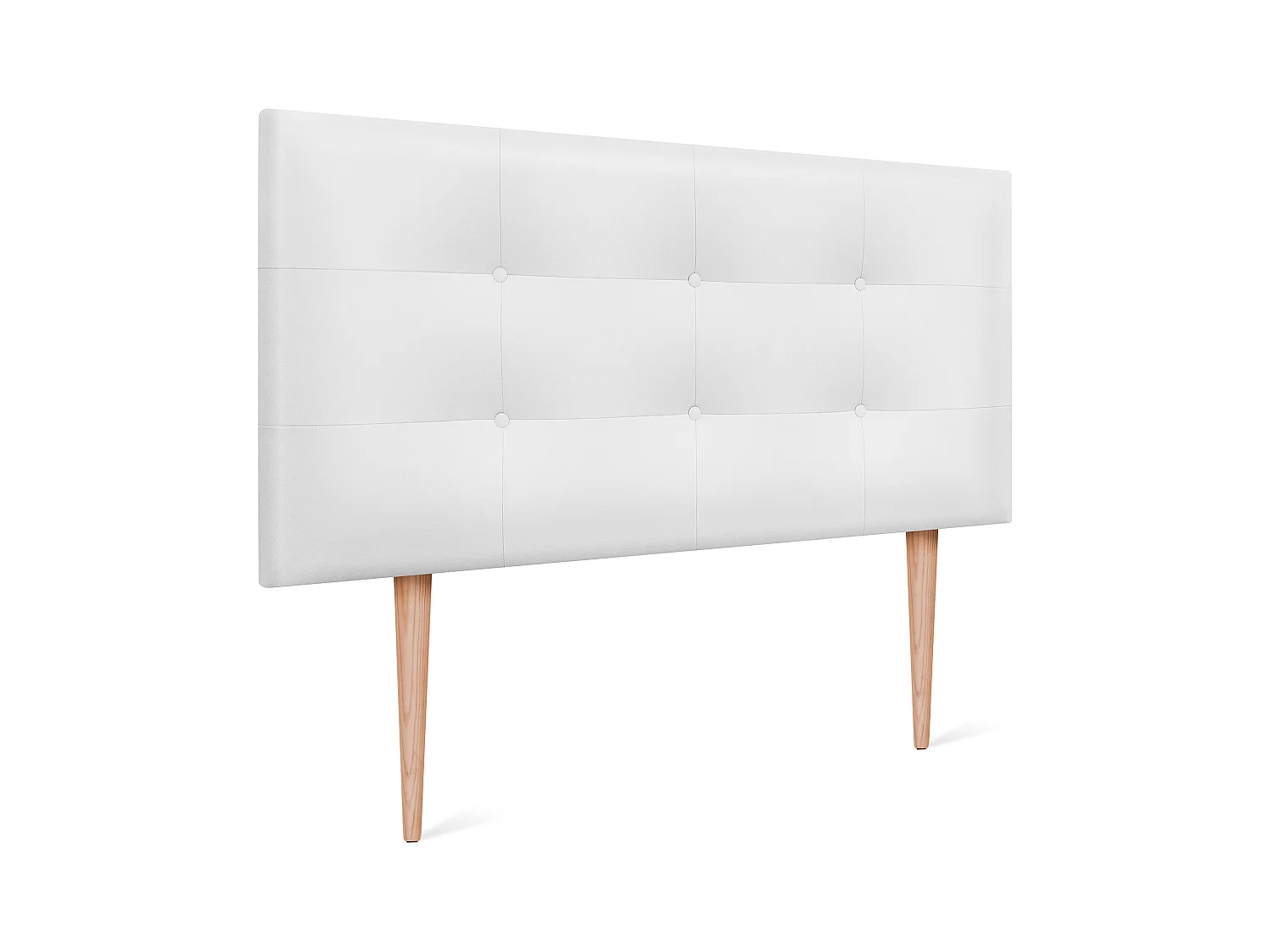 DHOME getuftetes Kunstleder-Kopfteil 90 x 115 cm mit Bettbeinen 80/90 – Weiß