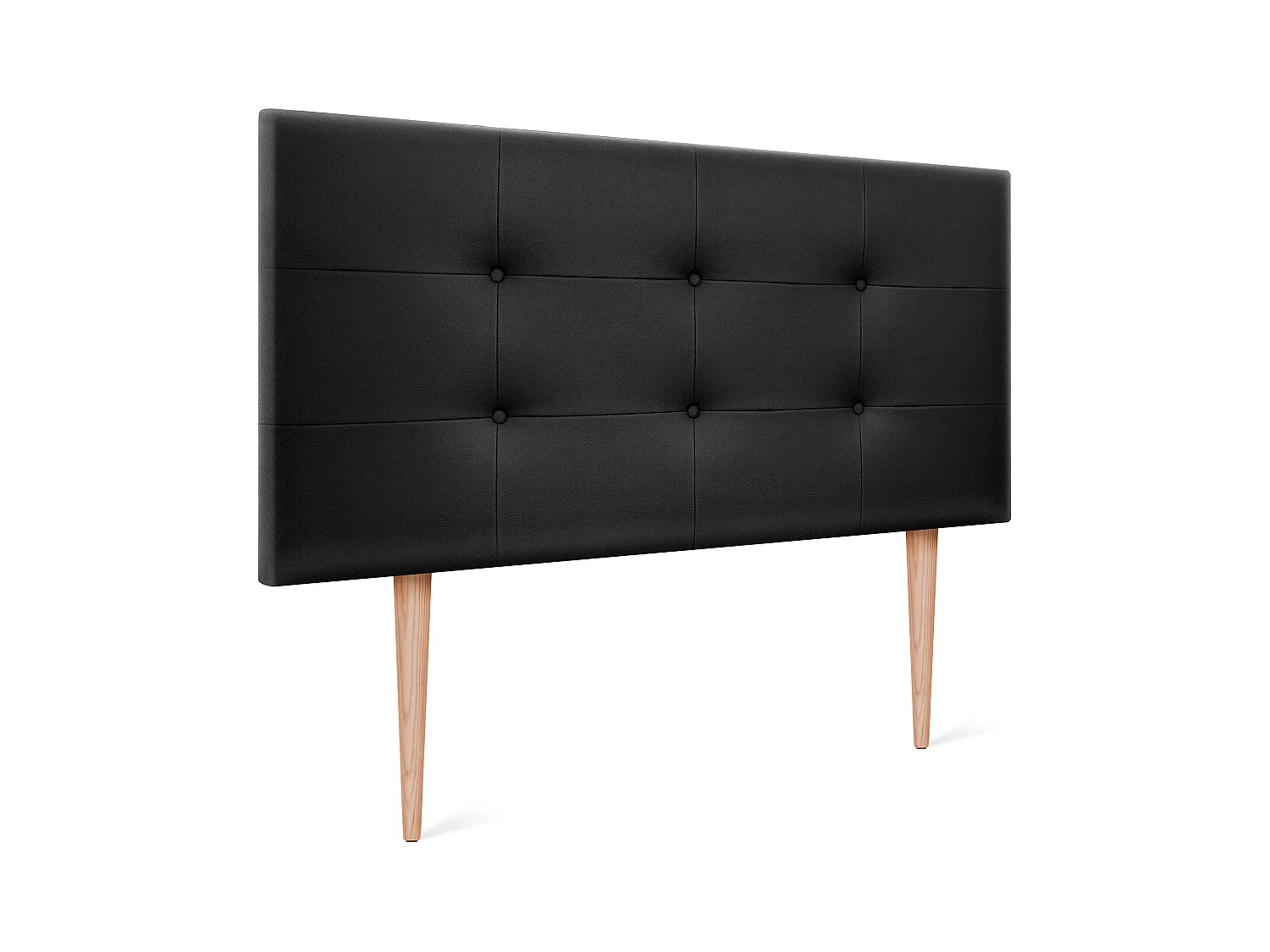 DHOME Tête de lit en Similicuir Capitonné 90x115cm avec Pieds Lits 80/90 - Noir