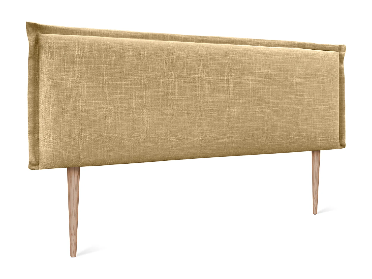 DHOME Hoofdeinde van effen natuurlijk linnen met bies 150x105cm met bedpoten Bedden 150/160 - Mosterd