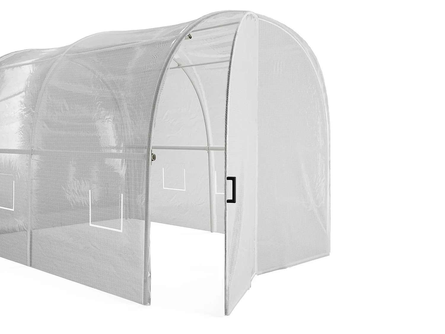 Serre tunnel avec structure en acier galvanisé et porte 36 m² - L300 x l1200 x H200 cm - Blanc - ALOCASIA