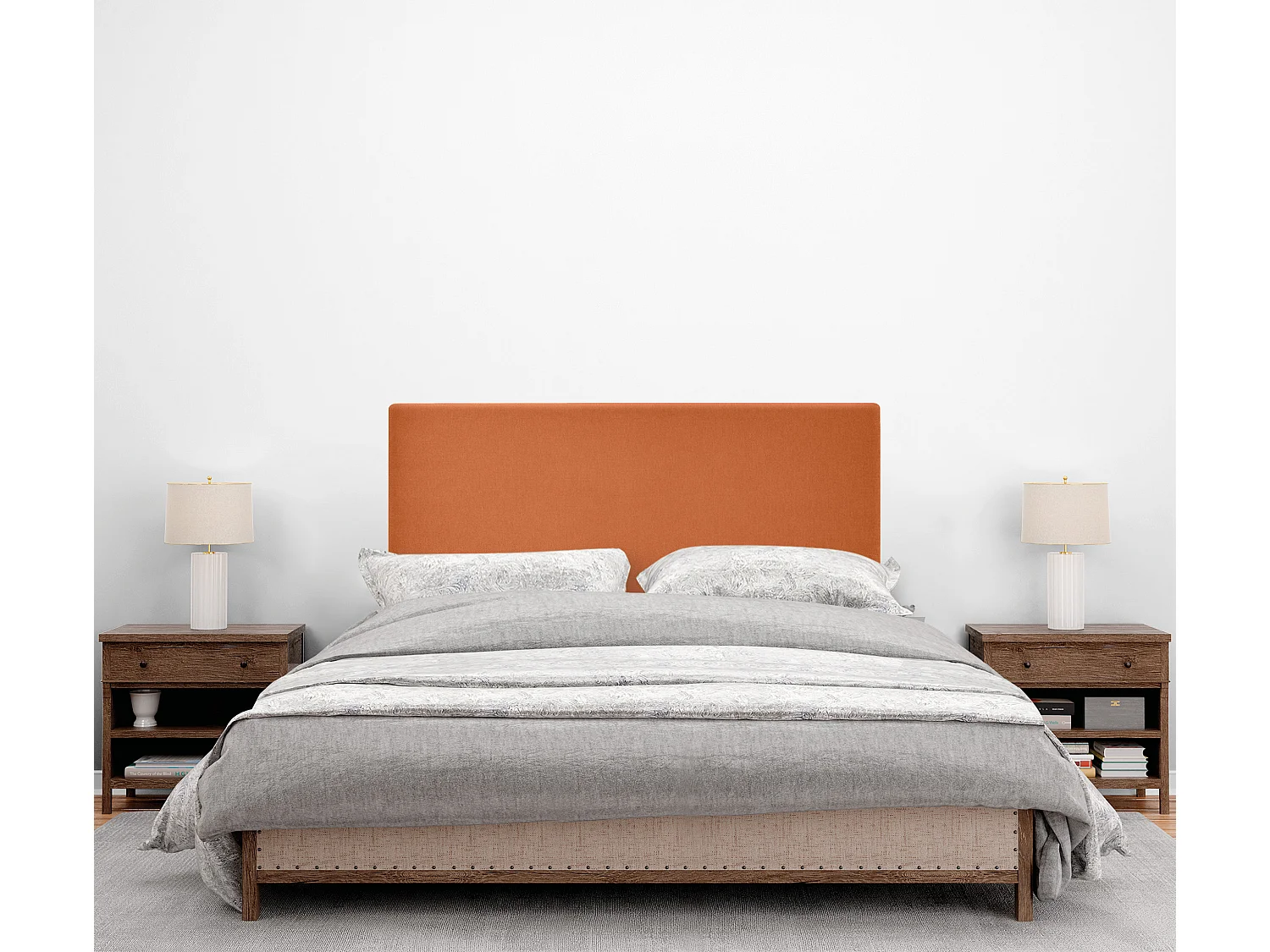 DHOME Tête de lit en tissu Aqualine capitonné 105x60cm pour lits 105 - Orange