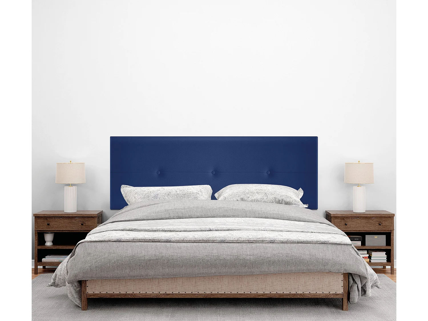 DHOME Testiera in de Similpelle con bottoni 135x50cm Letti 120/135 - Blu