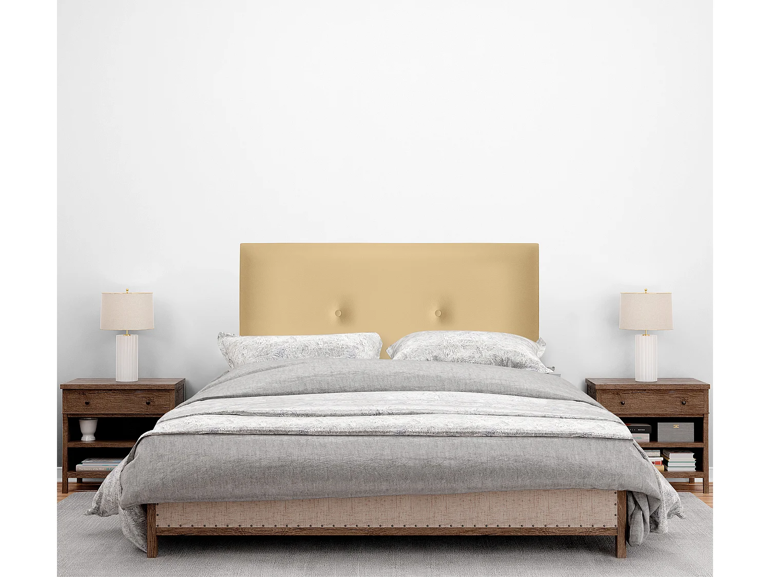 DHOME Cabecero de Polipiel Liso con Botones 105x50cm Camas 105 - Vainilla