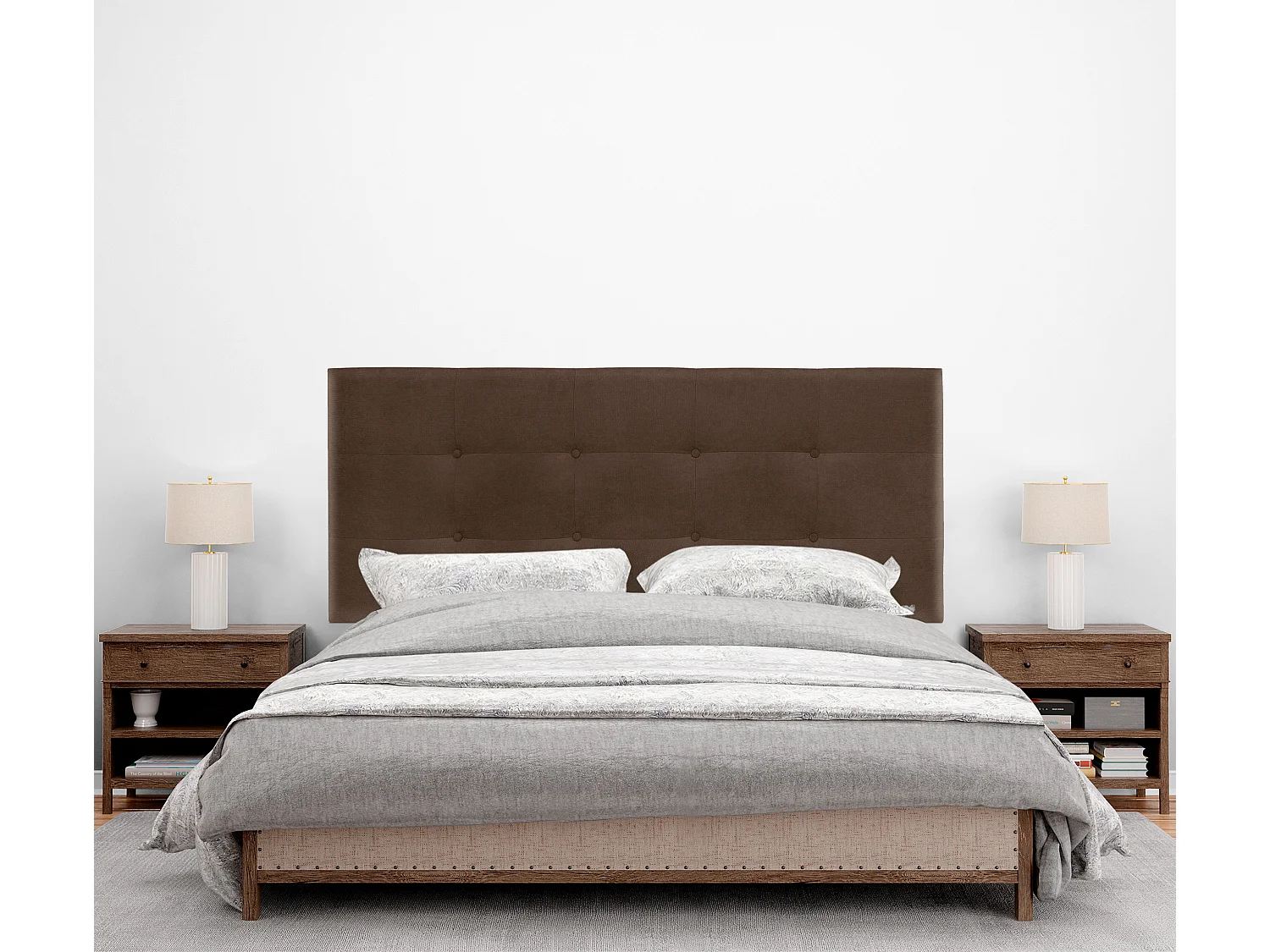 DHOME Hoofdeinde van Aqualine-stof glad tot op de vloer 135x120cm Bedden 120/135 - Mosterdgeel