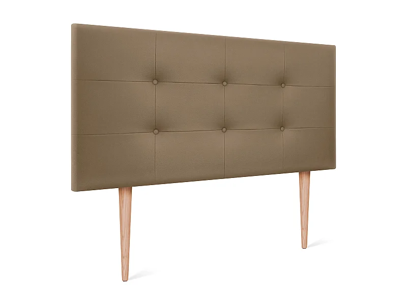 DHOME Tête de Lit en Similicuir Capitonnée 110x115cm avec Pieds Lit 105 - Marron Clair