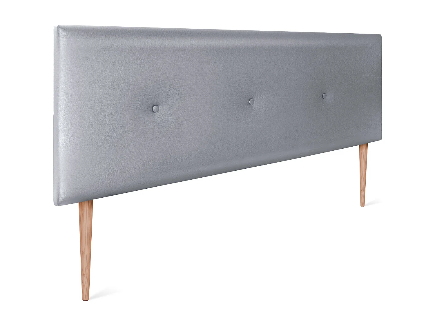 DHOME Kopfteil aus glattem Kunstleder mit Knöpfen 160x105cm Mit Beinen Betten 150/160 - Silber