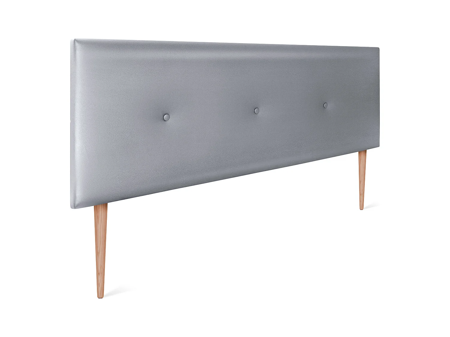 DHOME Tête de lit simili cuir lisse avec Boutons 160x105cm avec pieds Lits 150/160 - Argent