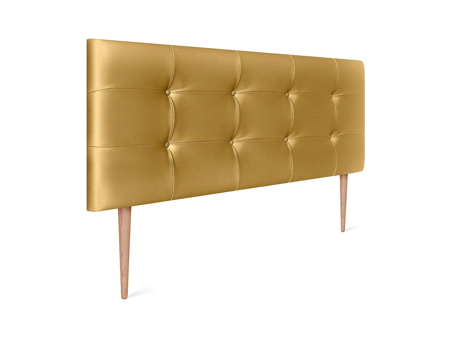 DHOME Tête de Lit en Similicuir Capitonnée 135x115cm avec Pieds Lit 120/135 - Doré