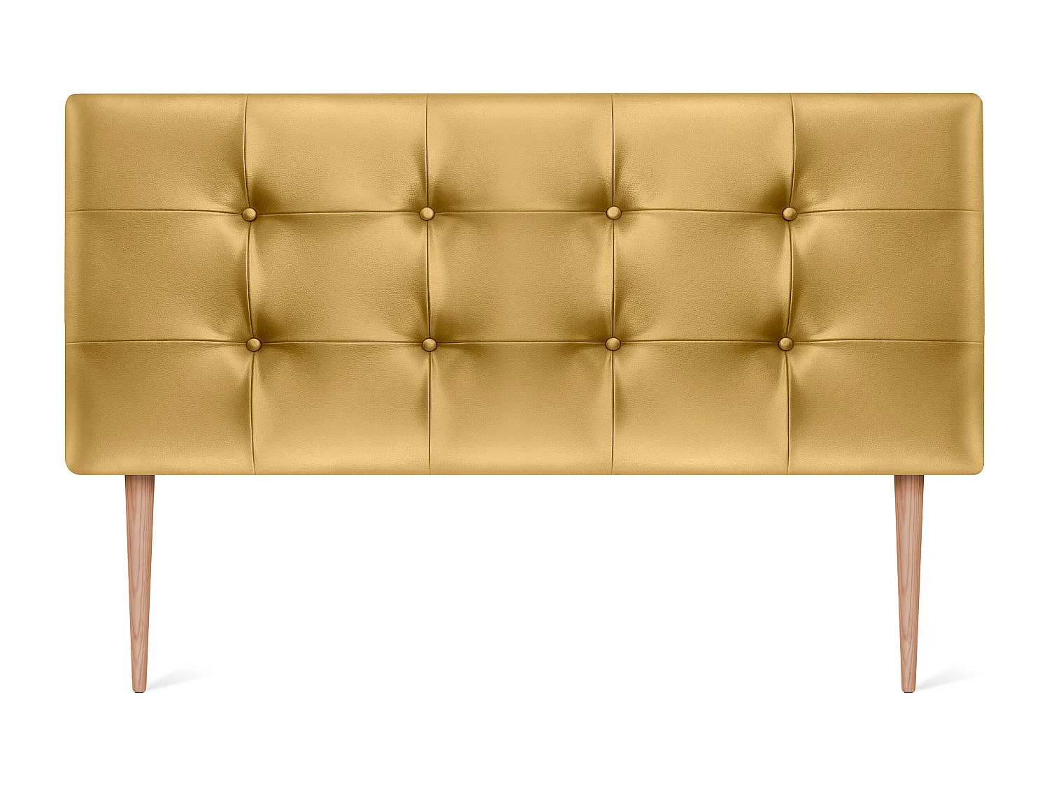 DHOME Cabeceira de  Couro sintético Capitoné 135x115cm com Pernas Camas 120/135 - Dourado