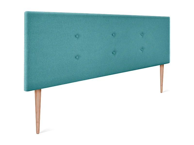 DHOME Tête de lit en tissu Aqualine avec 2 rangées de boutons 135x105cm avec pieds Lits 120/135 - Turquoise