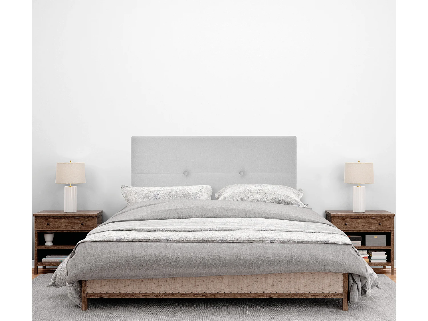 DHOME Hoofdeinde van Aqualine stof met knopen 90x50cm Bedden 80/90 - Parel Grijs