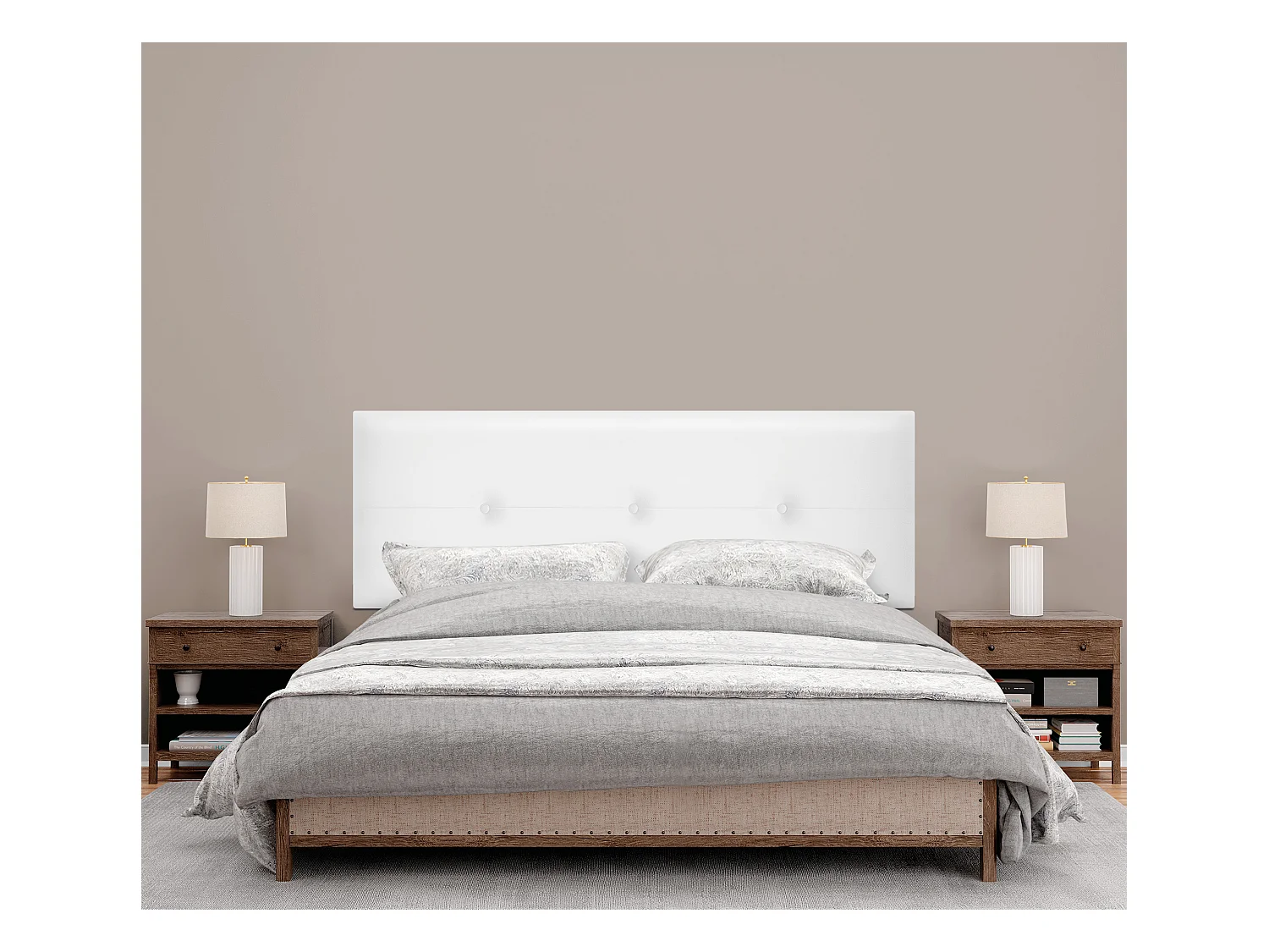 DHOME Tête de lit similicuir avec Boutons 160x105cm avec pieds Lits 150/160 - Blanc