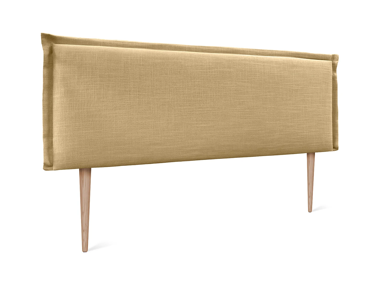 DHOME Tête de lit en lin naturel uni avec passepoils 135x105cm avec Pieds Lits 120/135 - Moutarde